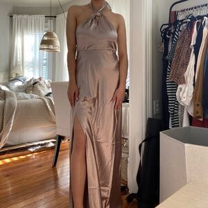 Birdy Grey Monica Satin Dress in Taupe medium